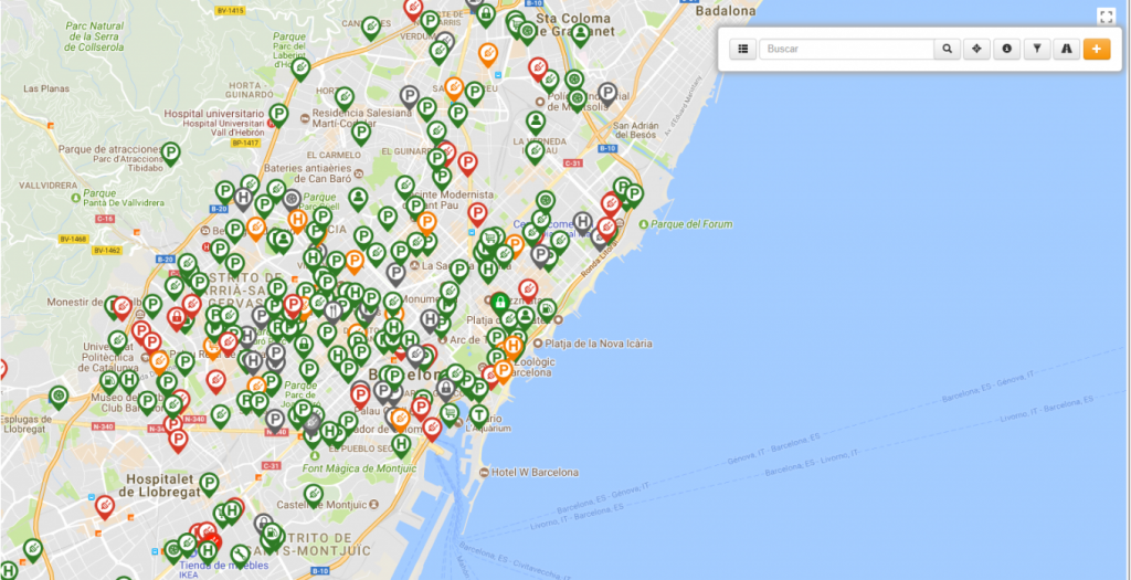 mapa puntos de recarga electrica